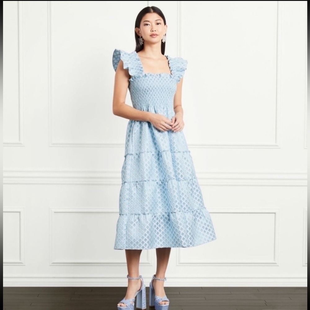 Hill House Sky Blue Ruffled Maxi Dress
